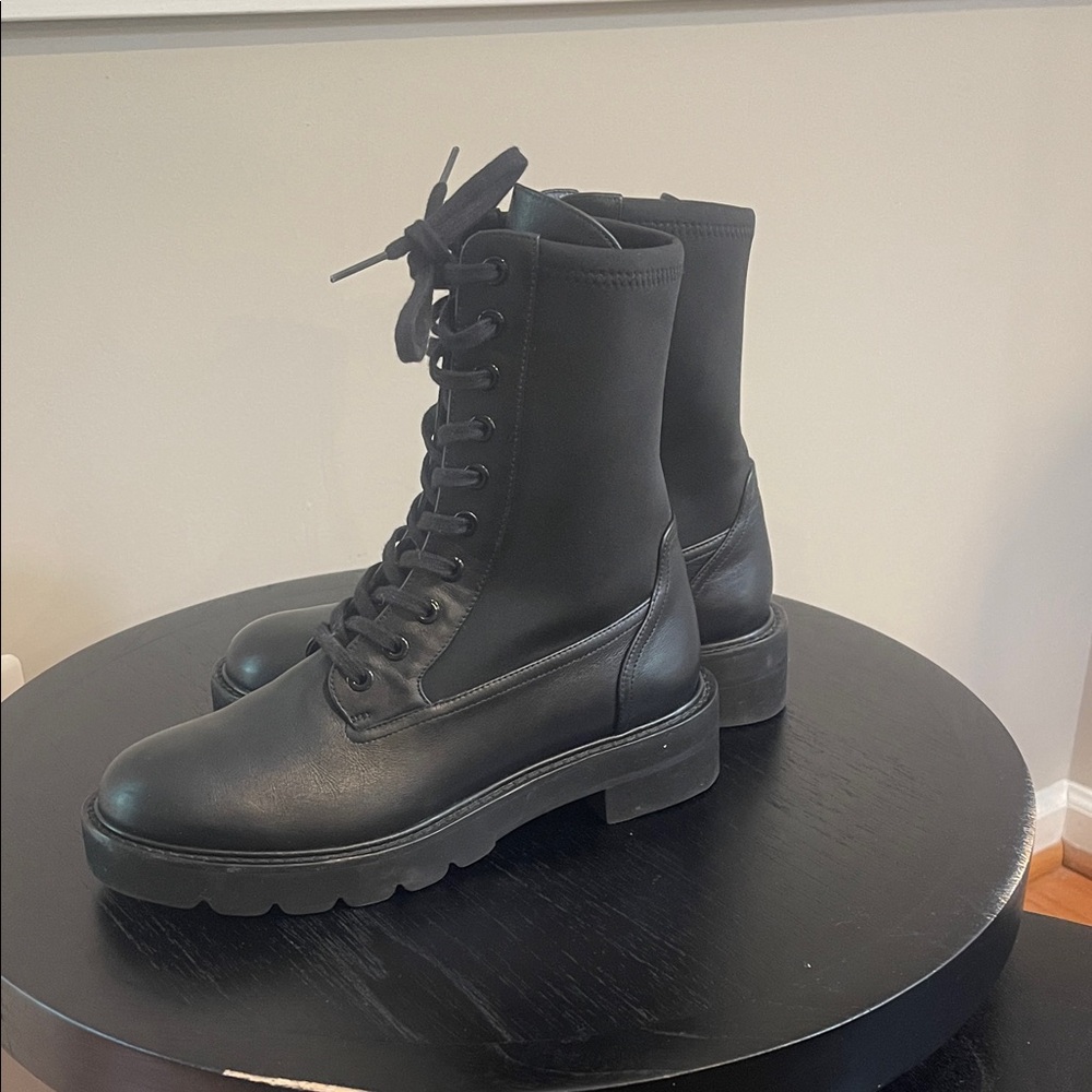 Stuart Weitzman Black Combat Boots NEVER WORN